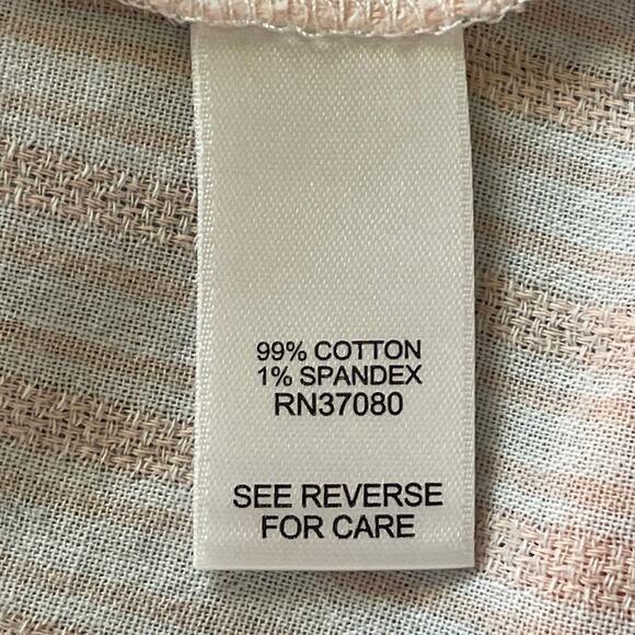 C EST 1946 Pink & White Striped Tiered Shirt Dress Tunic MEDIUM Cottage Bohemian - Picture 8 of 9